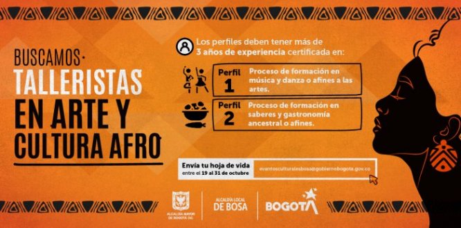 ABIERTA CONVOCATORIA DEL 13 AL 27 DE OCTUBRE PARA TALLERISTAS DE LA COMUNIDAD AFRO
