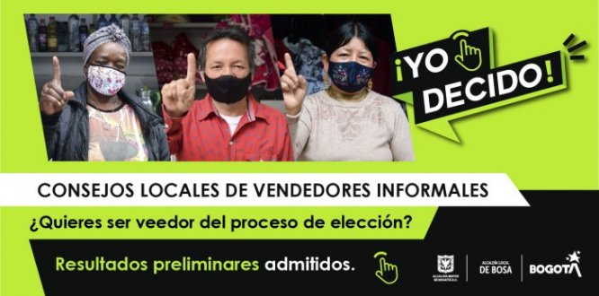 Resultados de la convocatoria pública para seleccionar a los dos veedores que integrarán el comité de garantías electorales dentro del proceso de elección del Consejo Local de Vendedores Informales de Bosa